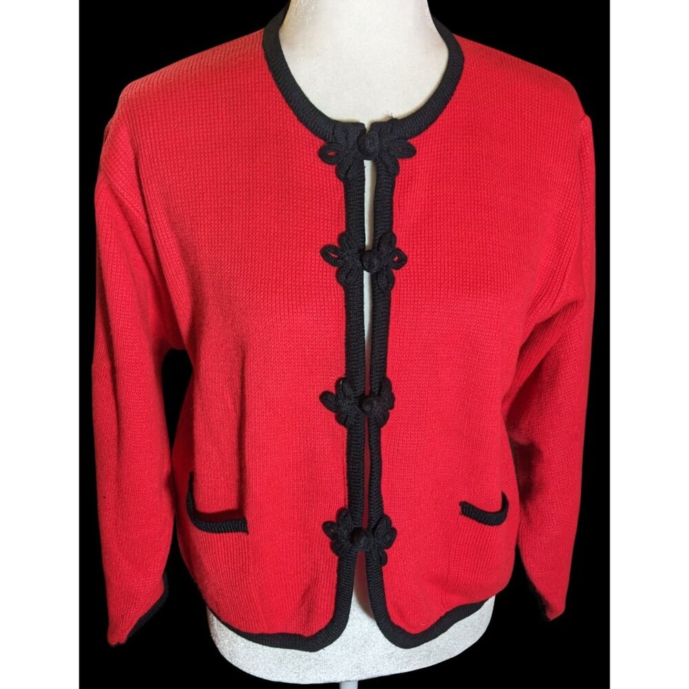 Vintage Tally-Ho Creation Red And Black Knit Sweater